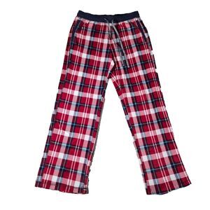 Nautica Sleepwear Pajama Pants Unisex XS Plaid Plush Red Drawstring Pocket 26x29